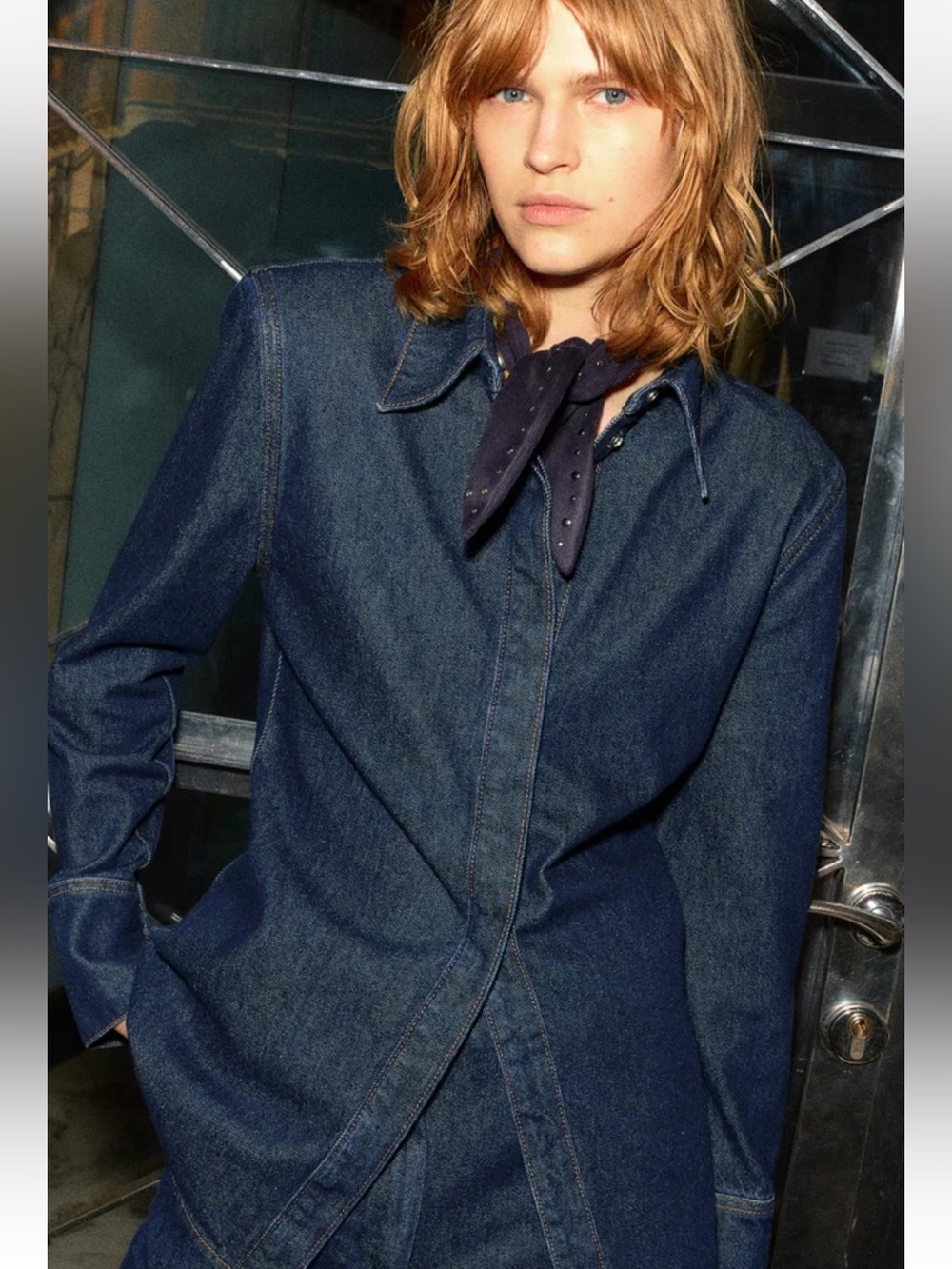 H&M Edition | Shoulder Pad Dark Denim Blue Shirt NWT